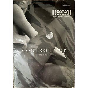 $45 NWT Wolford M Black Control Top Tights Individual 10 Body Culture 15 Den